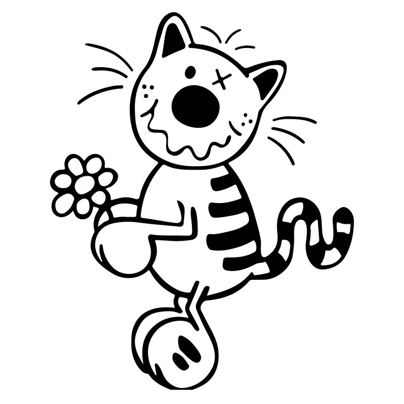 Chat avec la fleur
