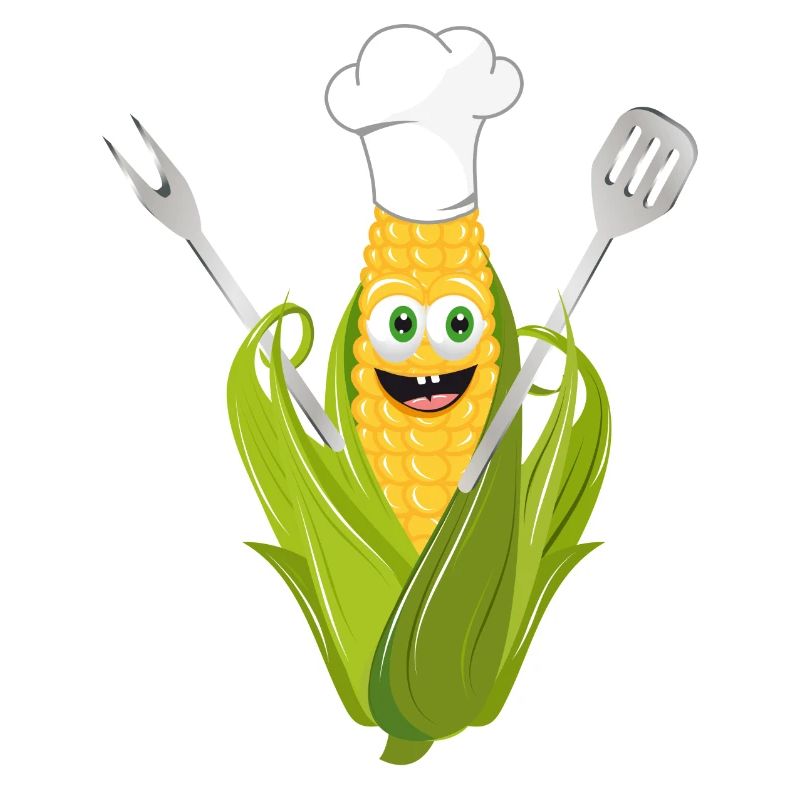 funny cartoon corncob with chef hat