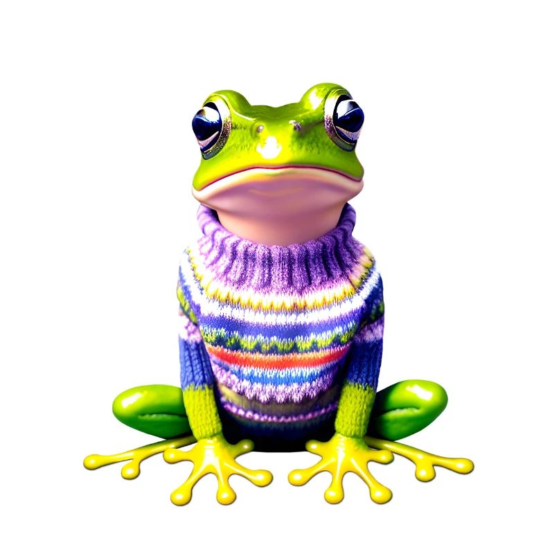 Kleiner Regenbogenfrosch mit Norweger-Pullover