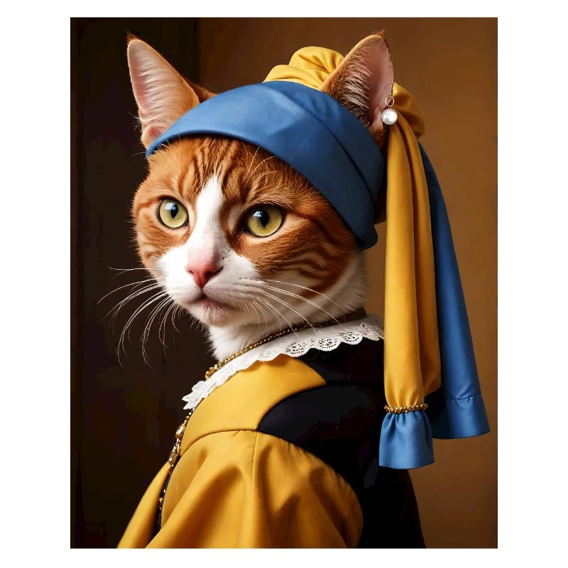 Le chat à la perle boucle d’oreille