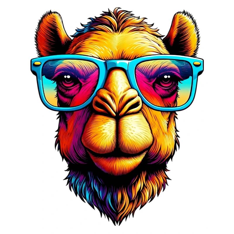 Camel avec lunettes de soleil