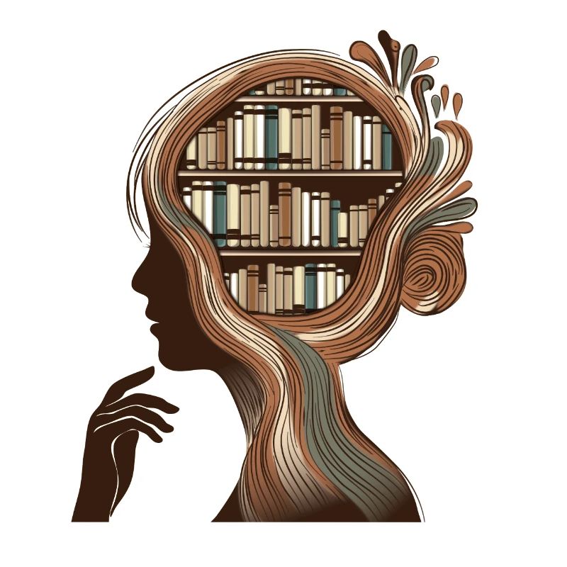 Books Head Illustration Thinking Knowledge