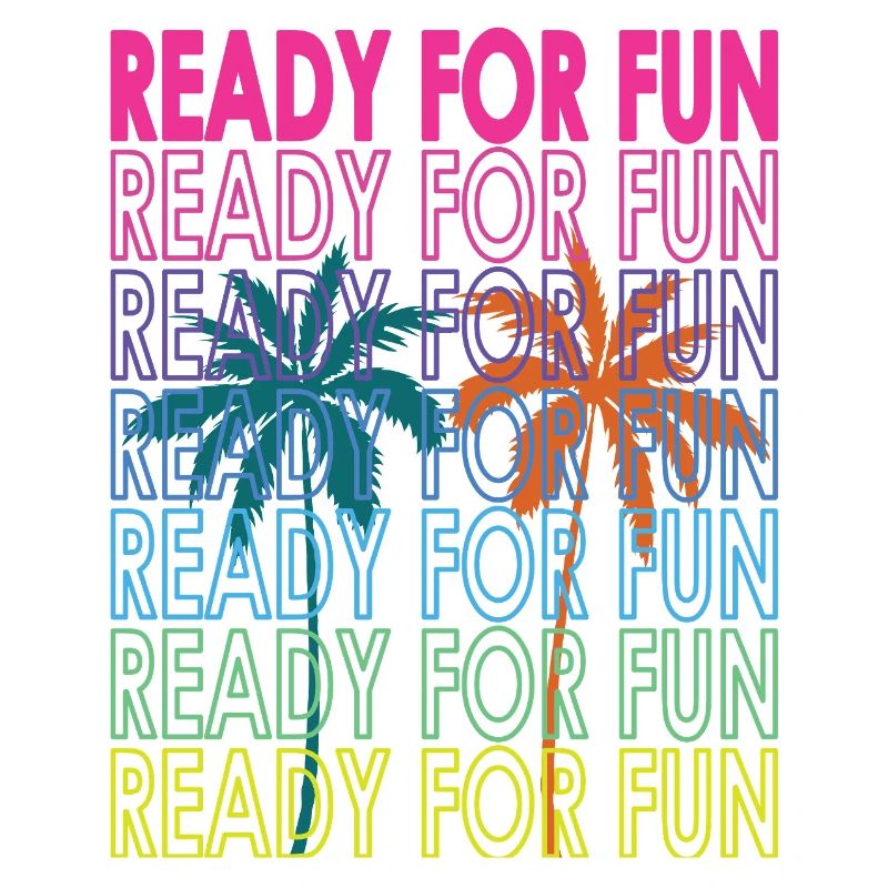 Neon Tropical Text Ready for Fun