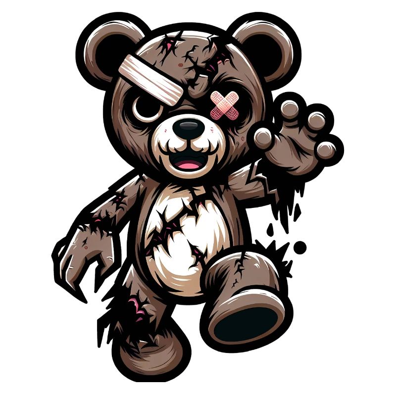 Disheveled teddy bear with scar
