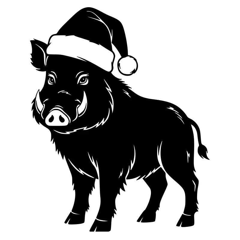 Christmas Wild Boar Vector