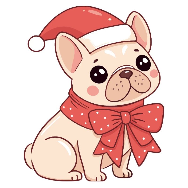 Festive Puppy with Hat and Bow