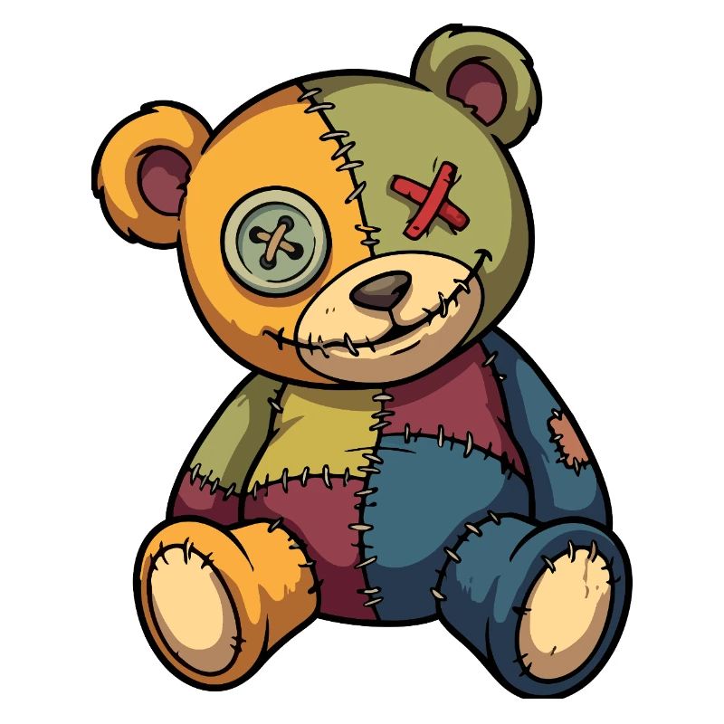 Ours en peluche patchwork unique fabriqué en patch bouton Eye