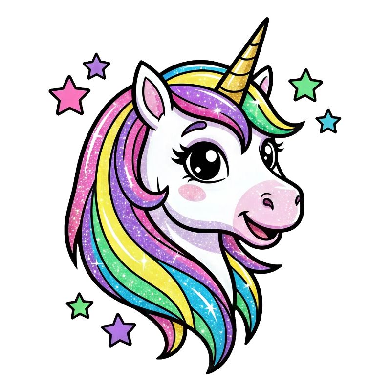 Regenbogen Einhorn Glitzerkopf