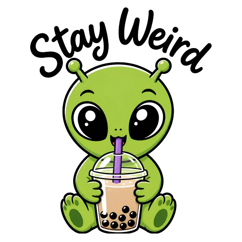 Sticker bizarre de bubble tea vert Alien Stay Bizarre