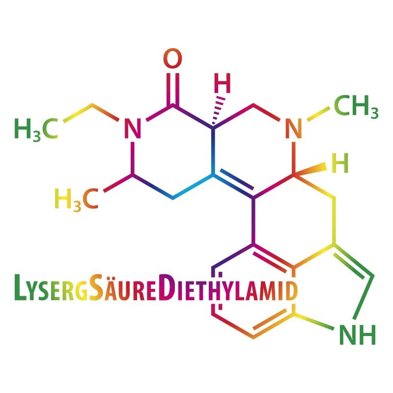 LSD Strukturformel bunter Regenbogen Drogen Rausch