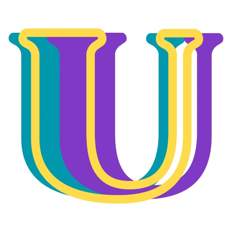 Multicolored letter u
