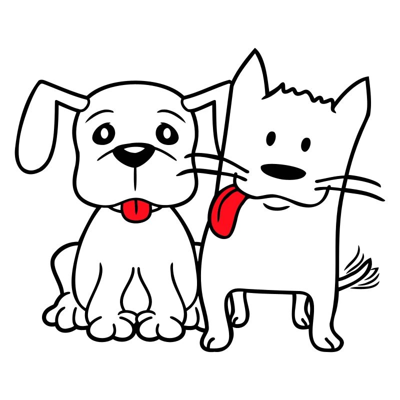 Chien Chat Deux Amis Équipe Chaton 2 Duo Équipage