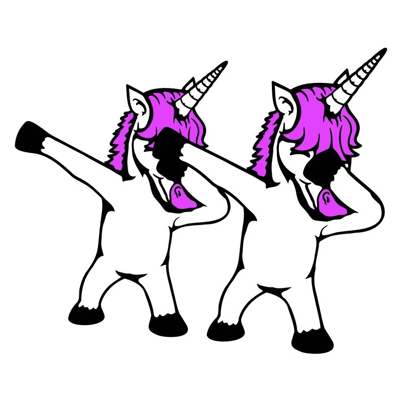 2 Licornes Dabbing Dab Danse Soirée Pose Geste Équipe