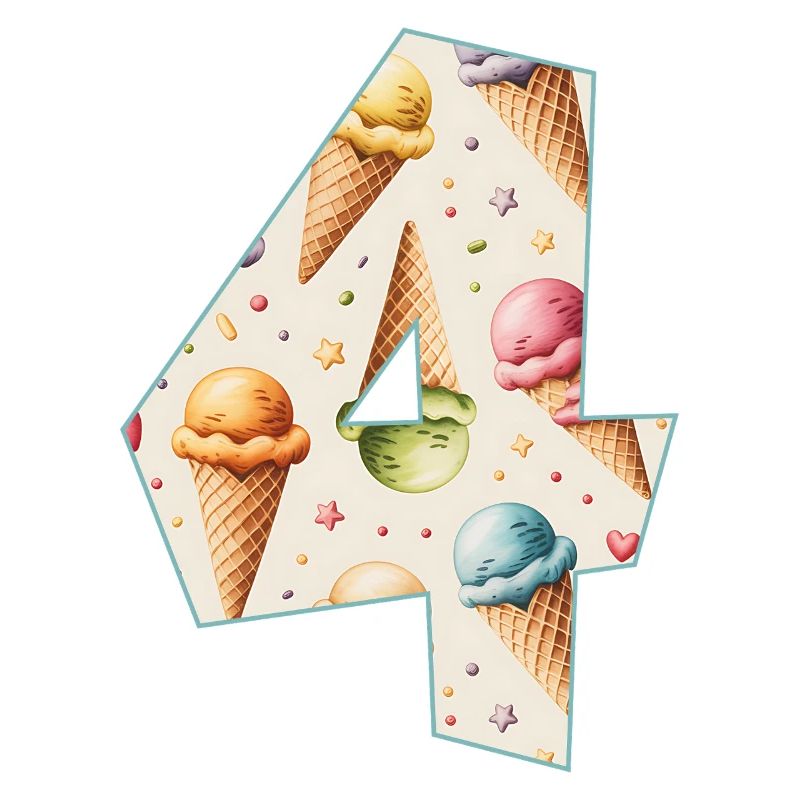 GLACE NUMÉRO 4 ANS CRÈME GLACÉE 4E ANNIVERSAIRE