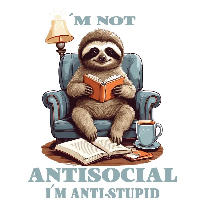 Clever sloth with book