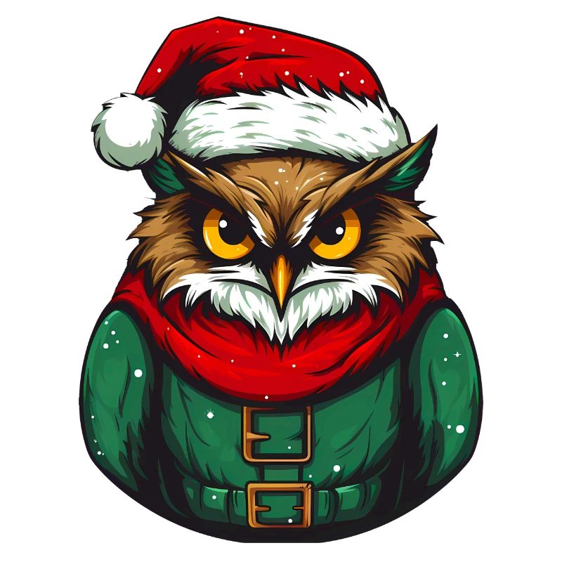 Hibou de Noël en pull vert