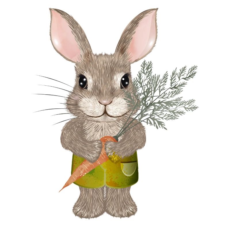 lapin mignon avec carotte et short