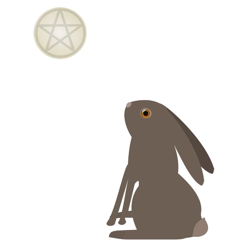 Magical Wiccan Hare and Pentacle Moon