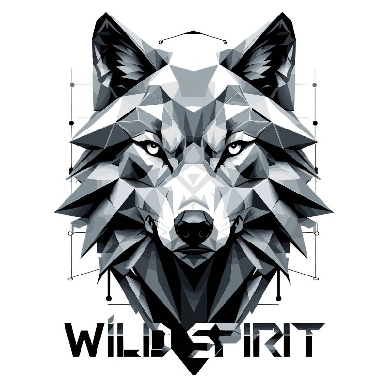 Geometric Wolf Tribal Design