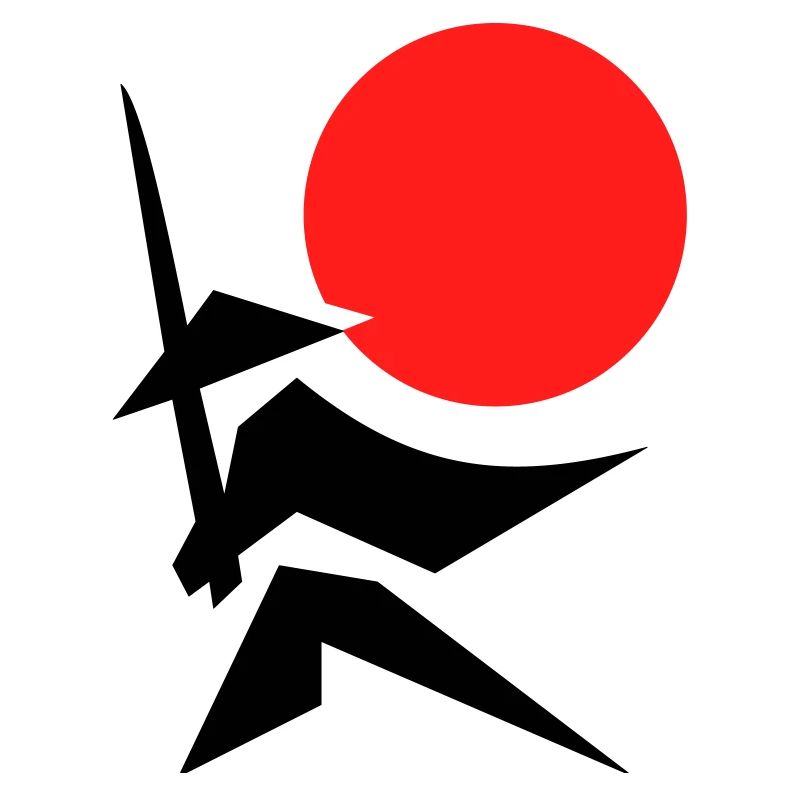 Abstraktes Bild mit Samurai Rot Schwarz