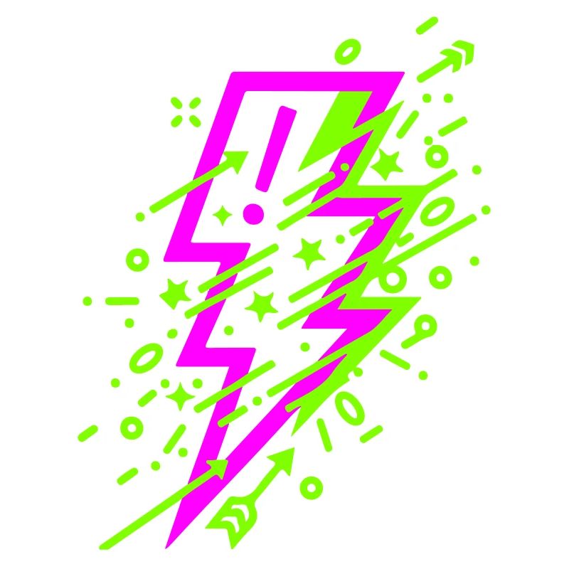 Vibrant cosmic lightning in neon