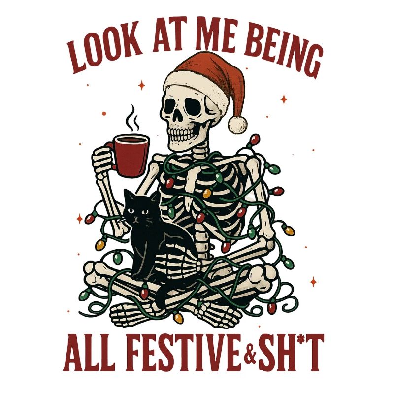 Festive Skeleton Cat Lights