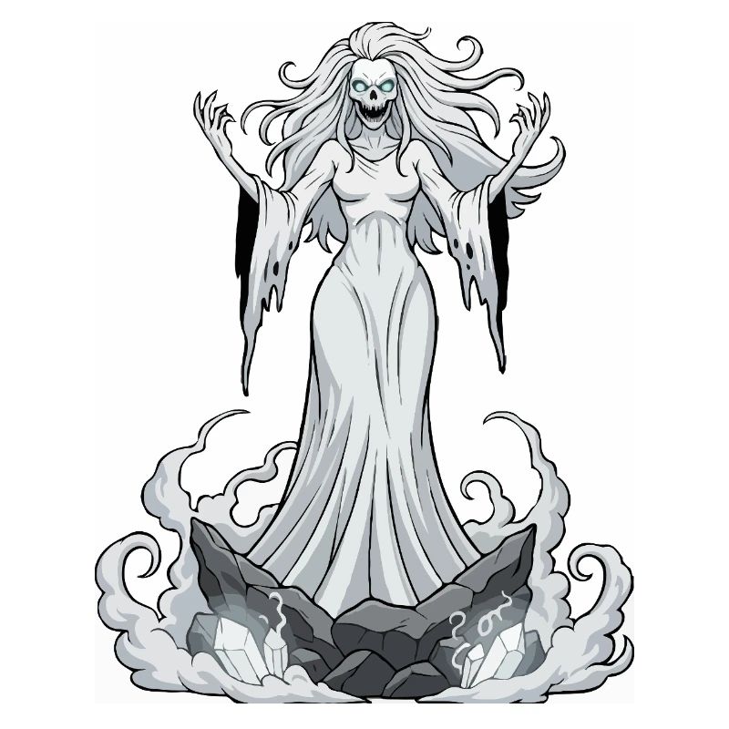 Banshee on crystal rocks