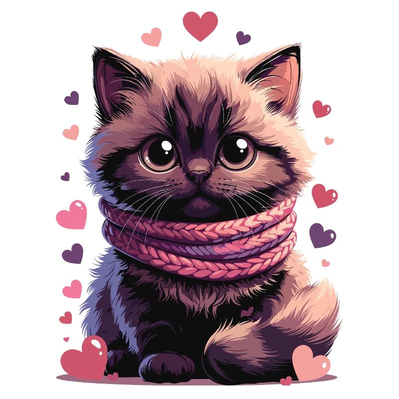 Chaton douillet écharpe rose