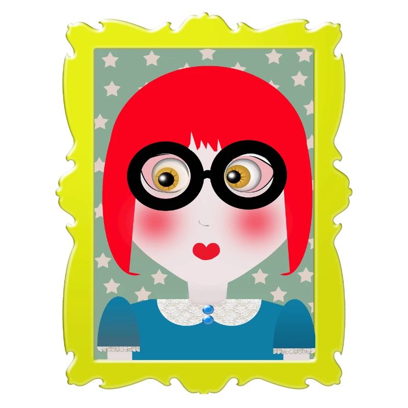 Retro-Porträtmädchen mit Brille