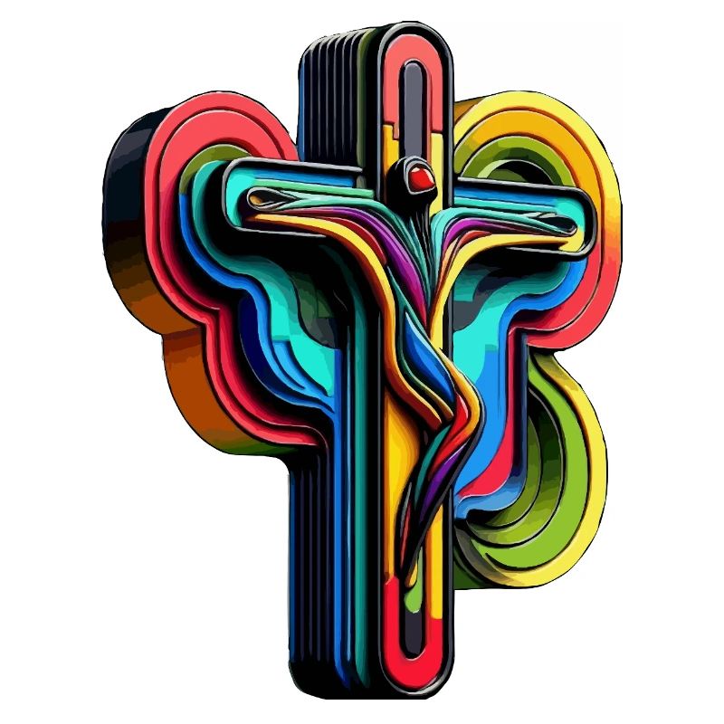 Vibrant Rainbow Cross Pop Art