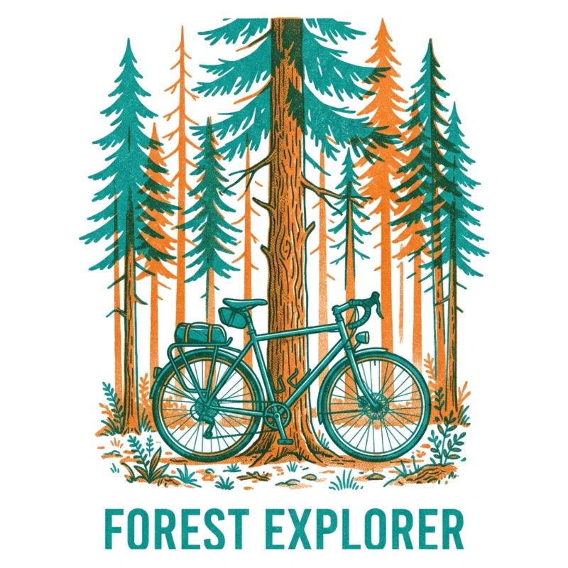 Forest Explorer Risograph Bike Art
