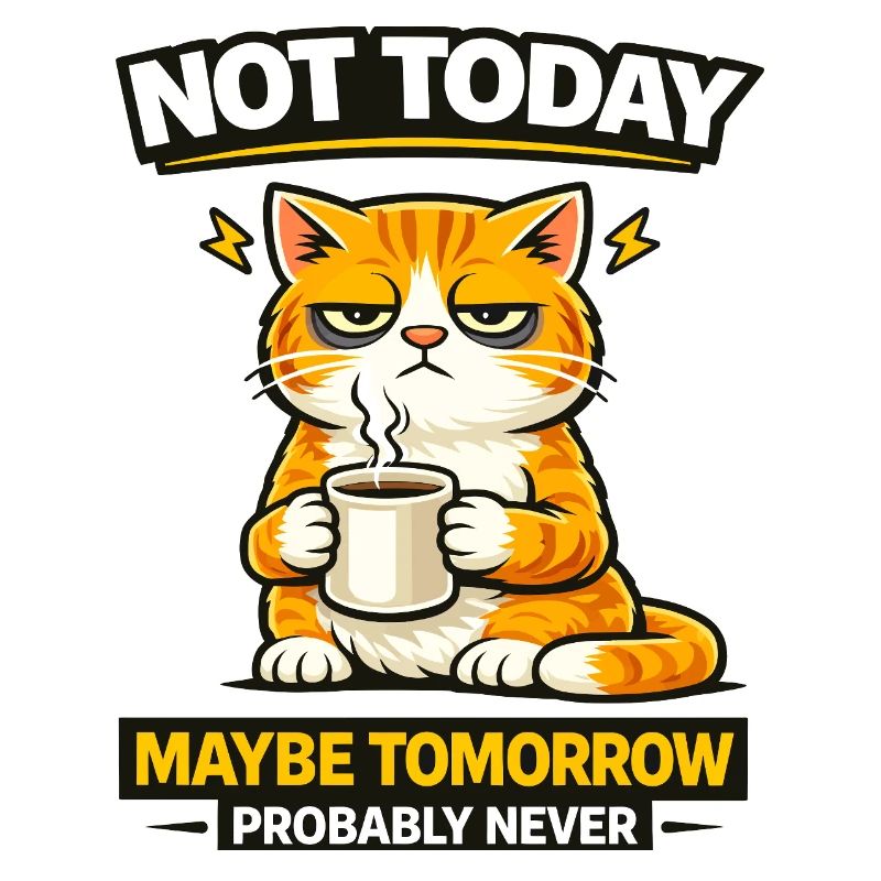 Not Today Cat Coffee Procrastination