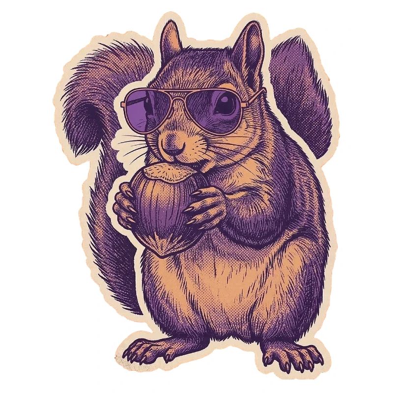 Eichhörnchen Mit Sonnenbrille Knabbert Haselnuss