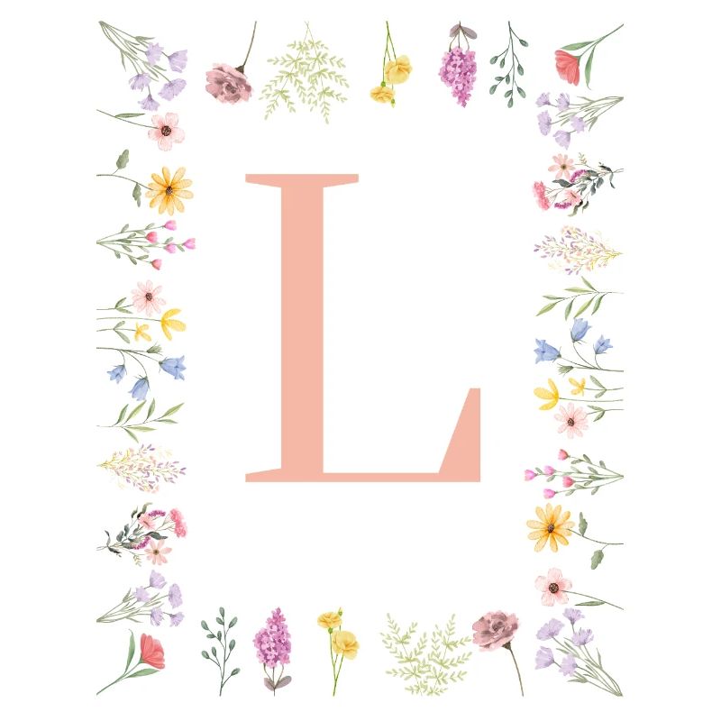 Florale Initialen "L", Buchstaben Monogramm 