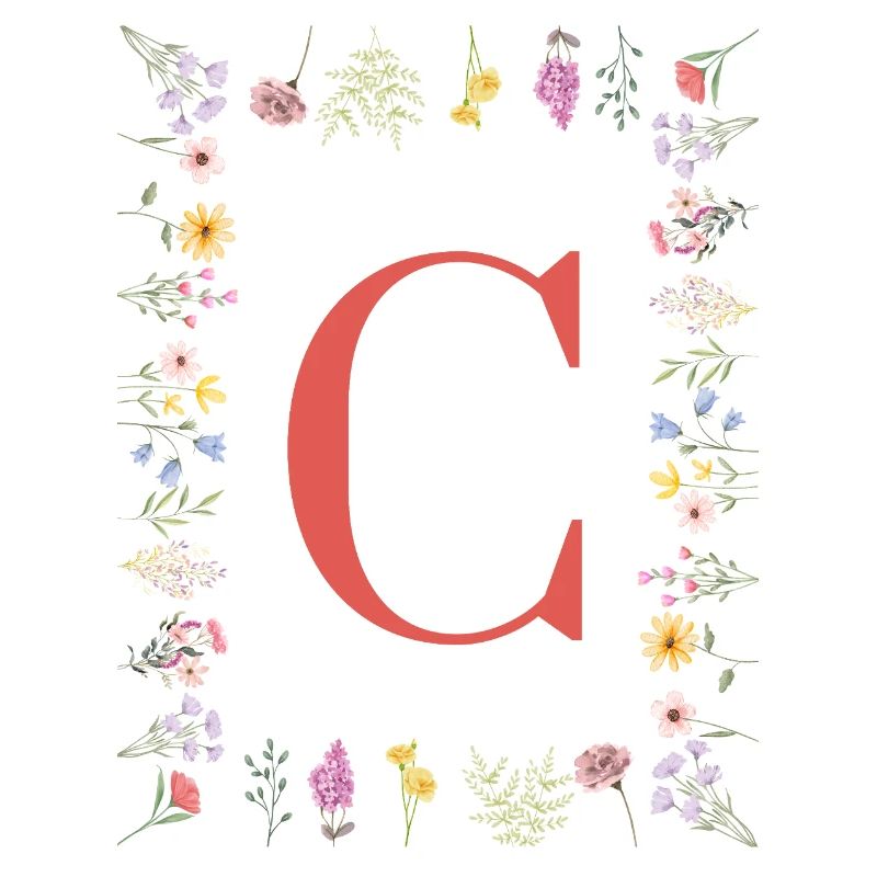 Florale Initialen "C", Buchstaben Monogramm 