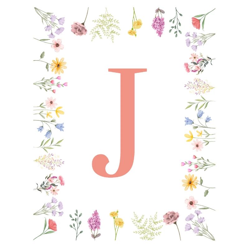 Floral Initials "J", Letters Monogram
