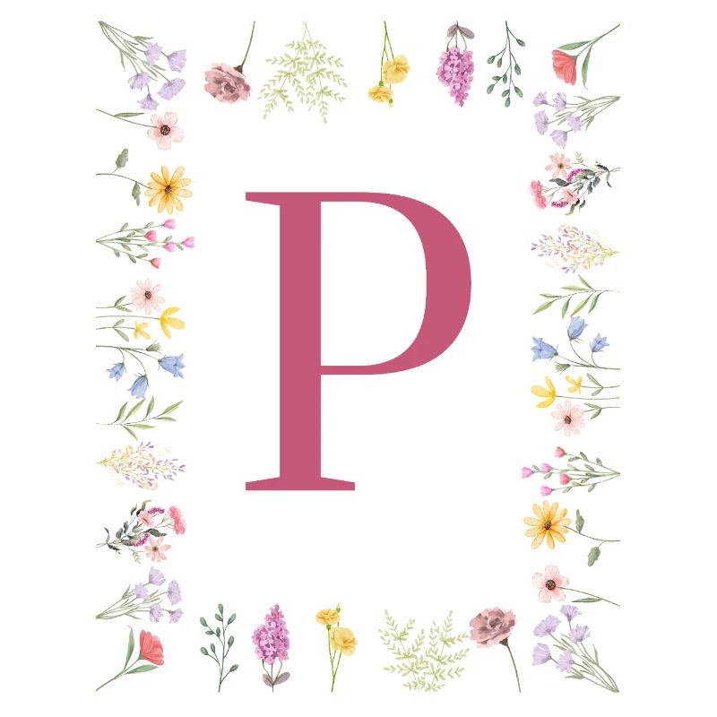 Floral initials "P", letters monogram