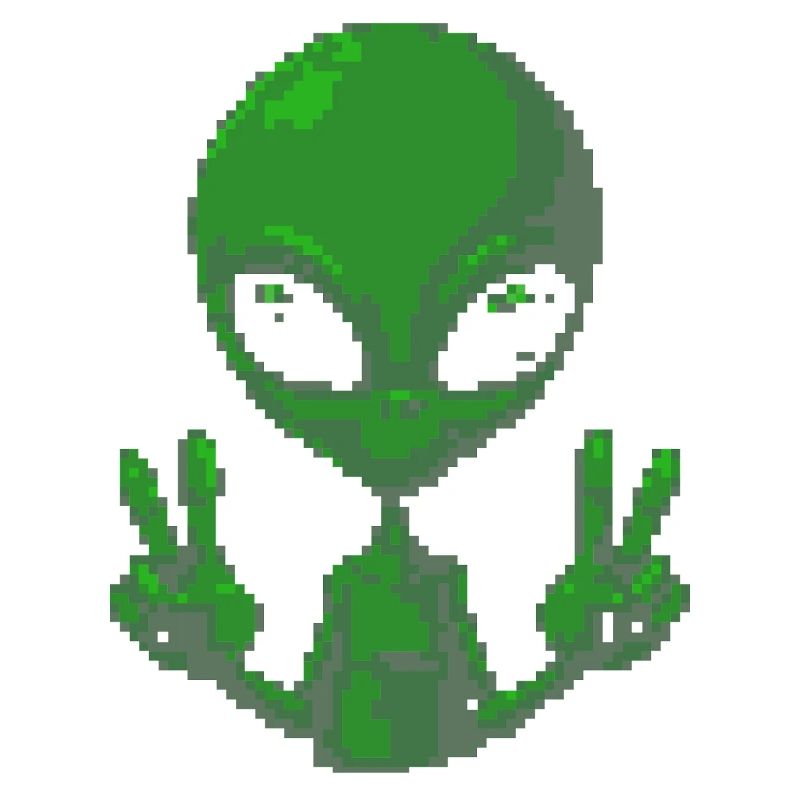Pixel Alien Friedenszeichen-Tee