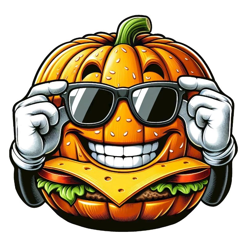 Drôle citrouille burger bande dessinée restauration rapide Halloween