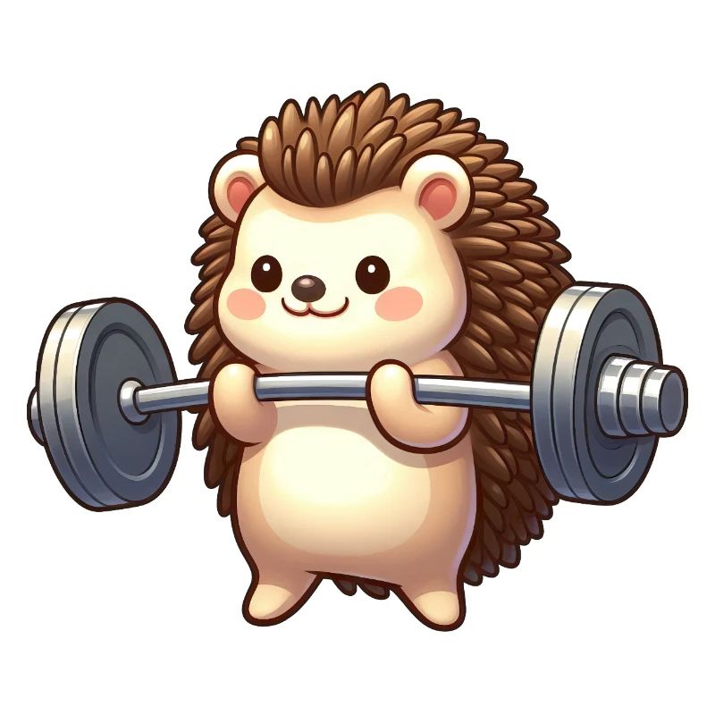 Hedgehog Training Barbell Workout Cartoon