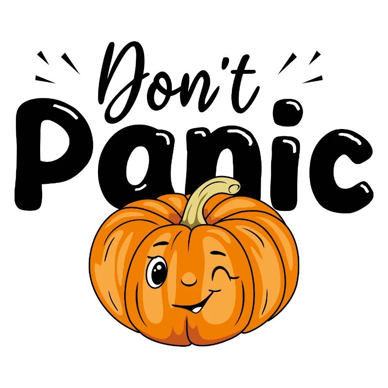 Don't panic. Design with winking pumpkin