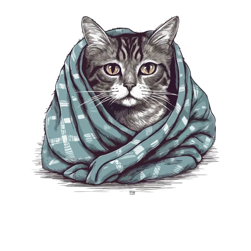 Chat dans une couverture