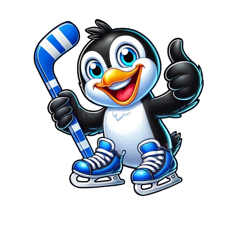 Coole Pinguin Eishockeyspieler Comic