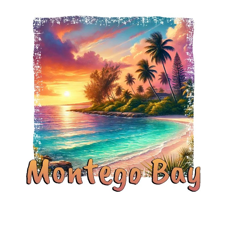 Jamaica Sunset Beach Grunge Design
