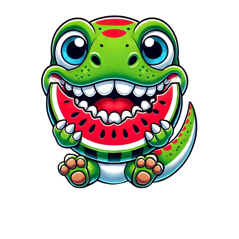 Mignon Dino T-Rex Dessin animé Pastèque Été