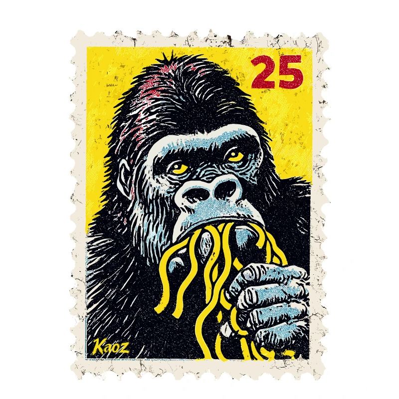 Gorilla Eats Noodles – Comic Stamp