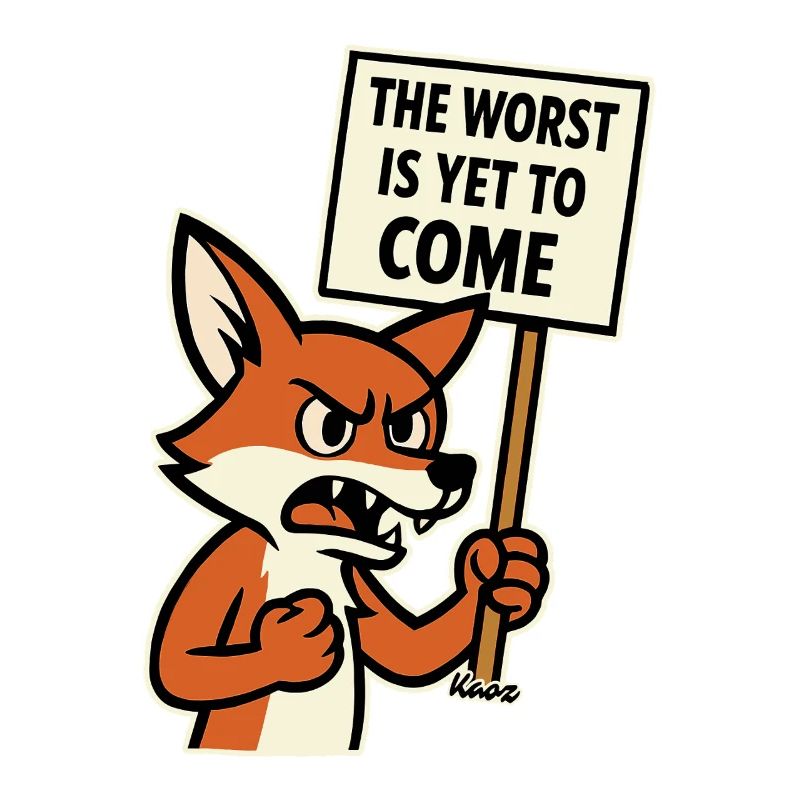 Angry fox protests and warns