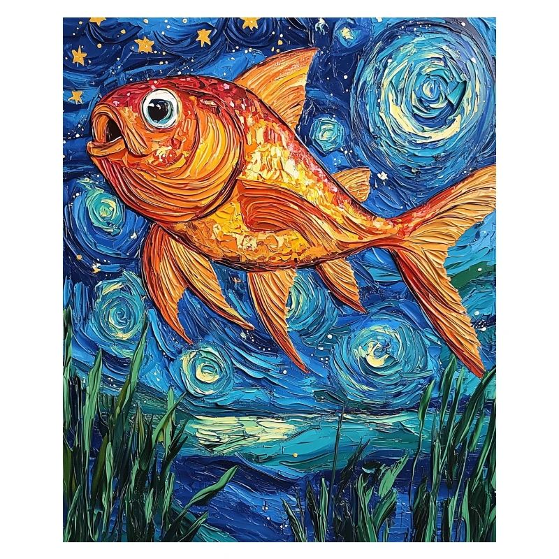 Goldfish Fish Van Gogh Style