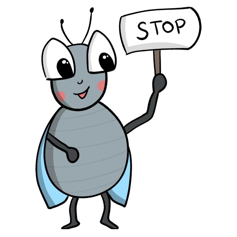 Fliege mit STOP Schild