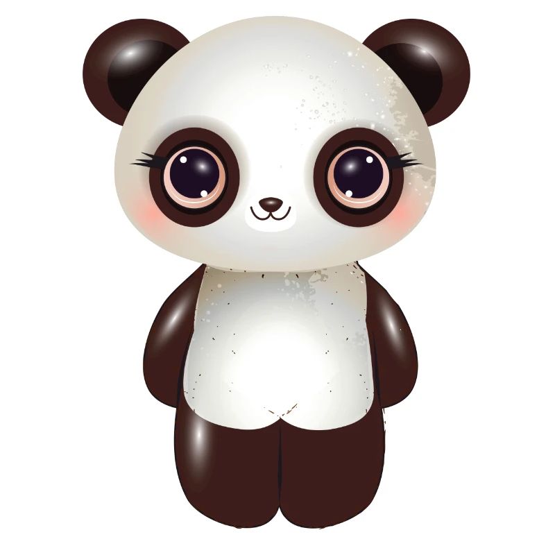 cute panda with pink cheeks in comic style
